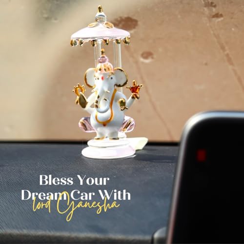 Metokraft Premium Quality Hand-made Borosil Lord Ganesha To Bless Your Car 