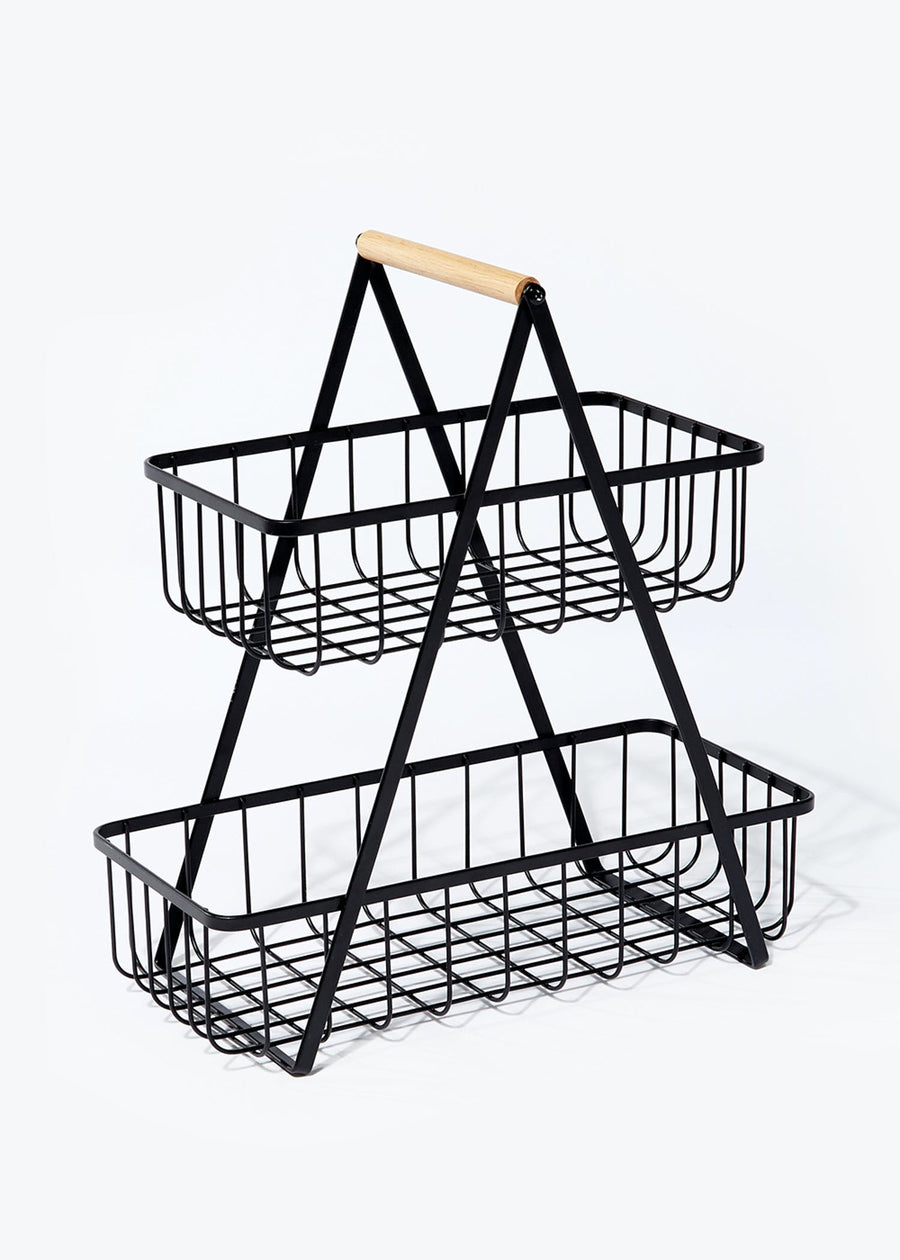 Metokraft Premium Quality Hand-made Iron 2 Tier Storage Basket to Organize your Junk and Enhance your Experience of working with Elegance