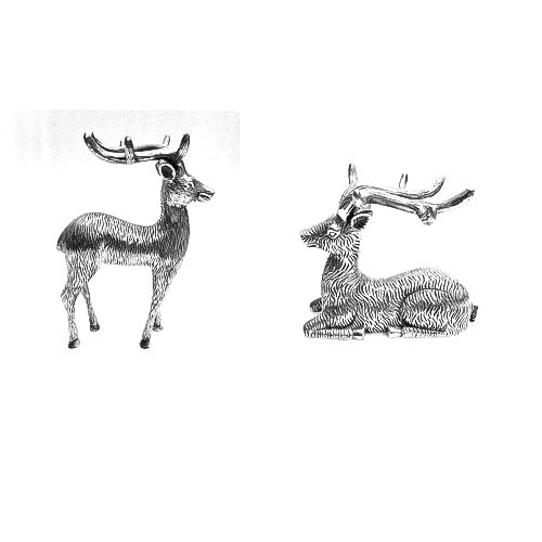 Metokraft Premium Quality Aluminium Casted Silver-Plated Reindeers for Home Decor