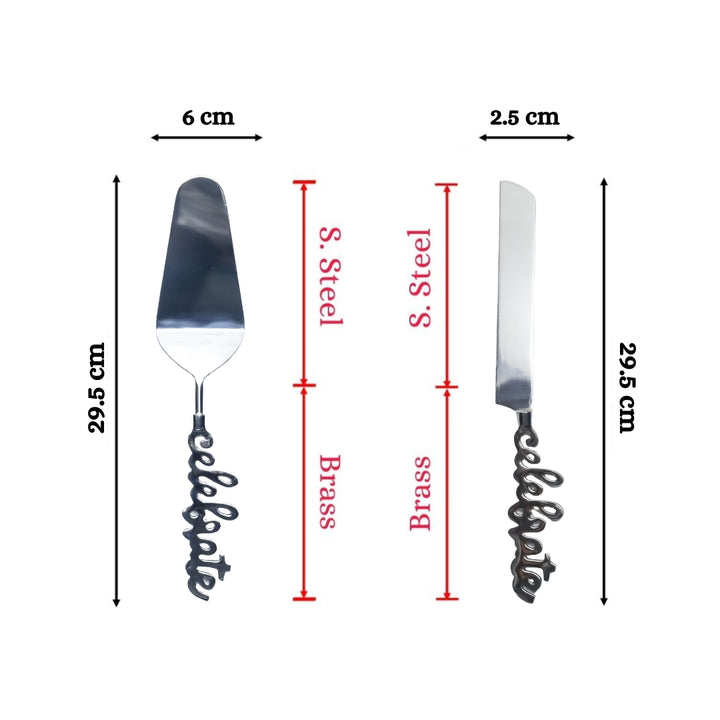 Metokraft Premium Quality Hand-made Food Safe Grade S.Steel Cutlery and Cake Server Sets With Knife Spatula to Enhance your Experience of Dinning and Serving with Elegance