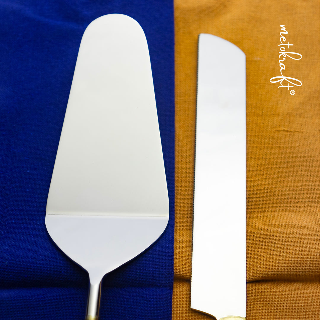 'Twin Gold Leaf' Cake Server Set of 2 (Gold)