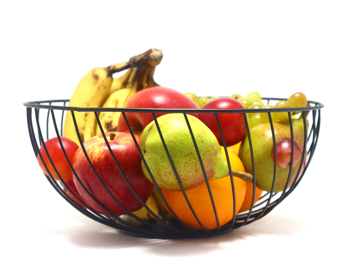 Iron Fruit Basket for Fresh Fruits, Vegetables, (Matte Black)