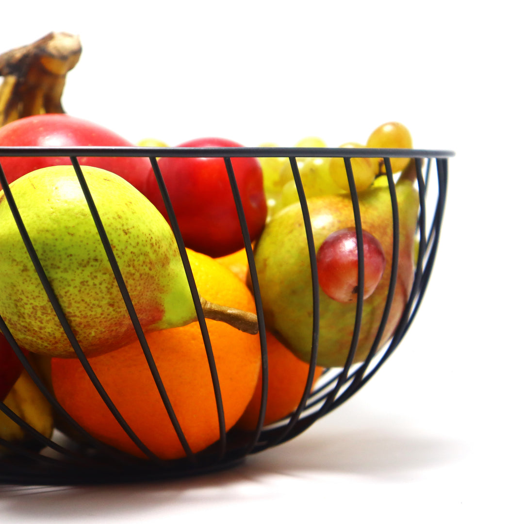 Iron Fruit Basket for Fresh Fruits, Vegetables, (Matte Black)