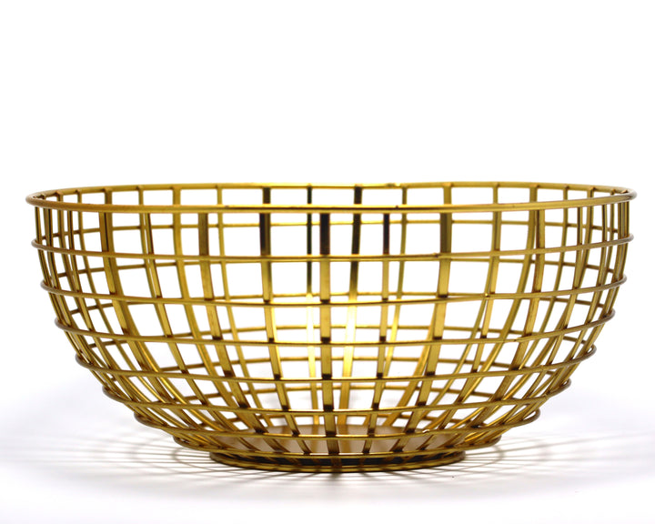 METOKRAFT - Iron Wire Basket for Fresh Fruits, Vegetables, (Gold)