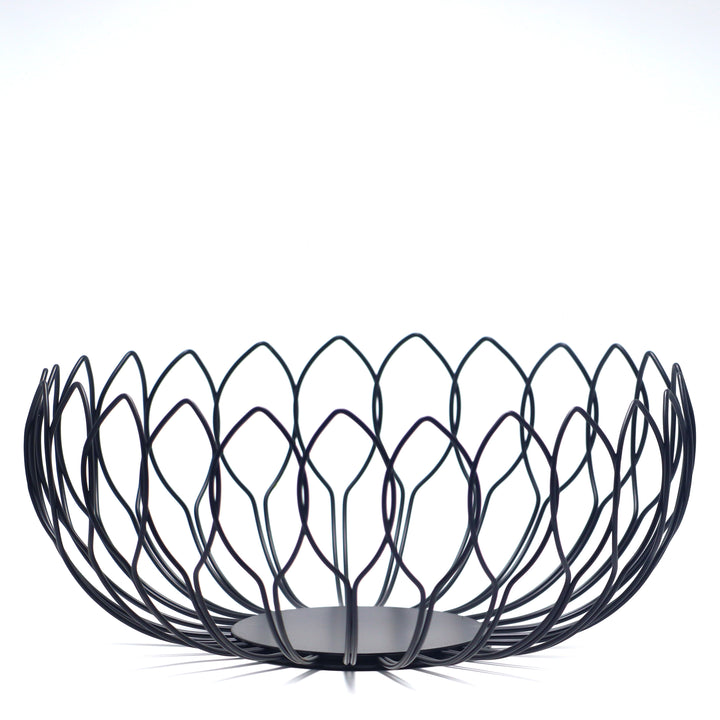 'Black Lotus' Iron Wire Basket for Fresh Fruits, Vegetables, (Matte Black)