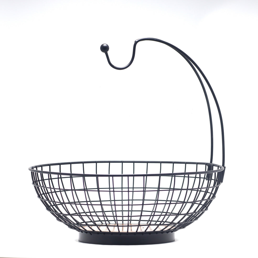 METOKRAFT - Iron Wire Basket for Fresh Fruits, Vegetables, (Matte Black)