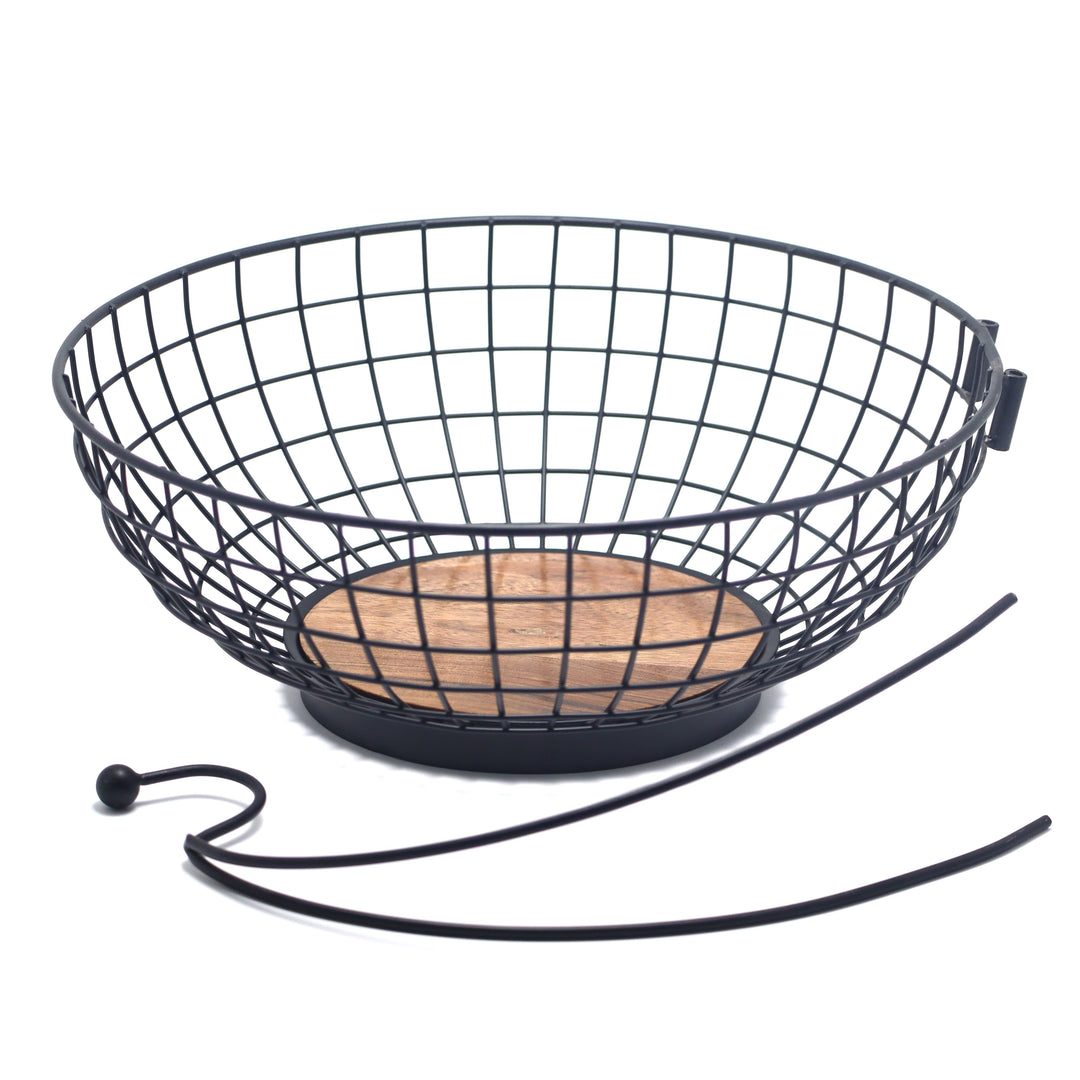 METOKRAFT - Iron Wire Basket for Fresh Fruits, Vegetables, (Matte Black)