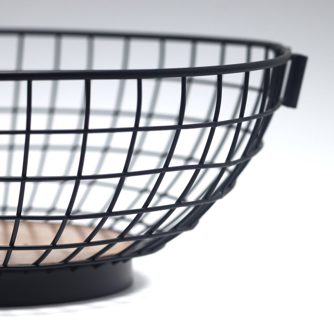 METOKRAFT - Iron Wire Basket for Fresh Fruits, Vegetables, (Matte Black)