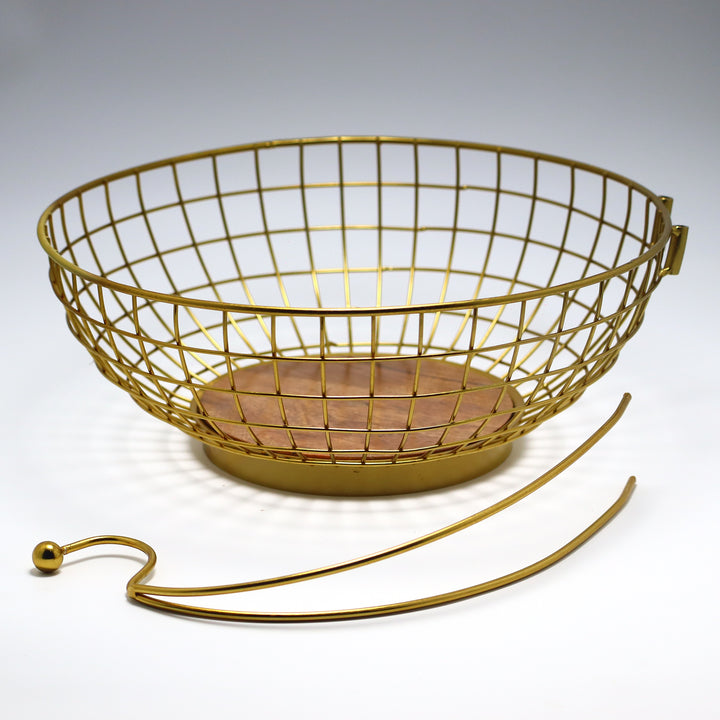 METOKRAFT - Iron Wire Basket for Fresh Fruits, Vegetables, (Gold)