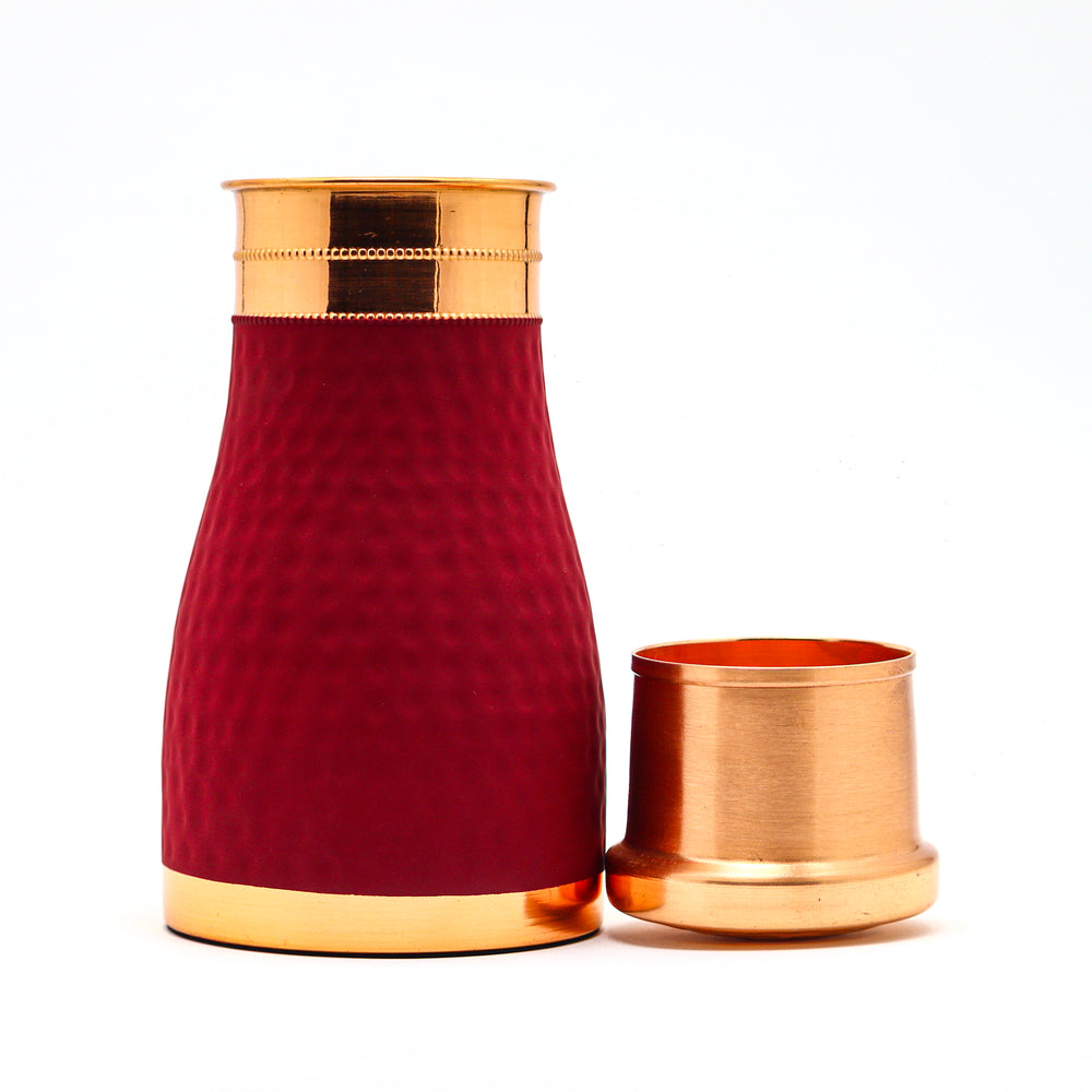 Metokraft Best Quality Copper Water Bottle in Red Velvet  