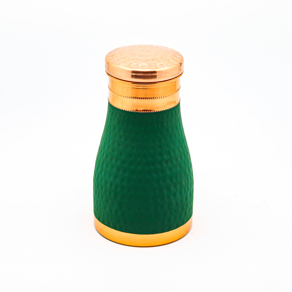 Metokraft Best Quality Copper Water Bottle in Green Velvet