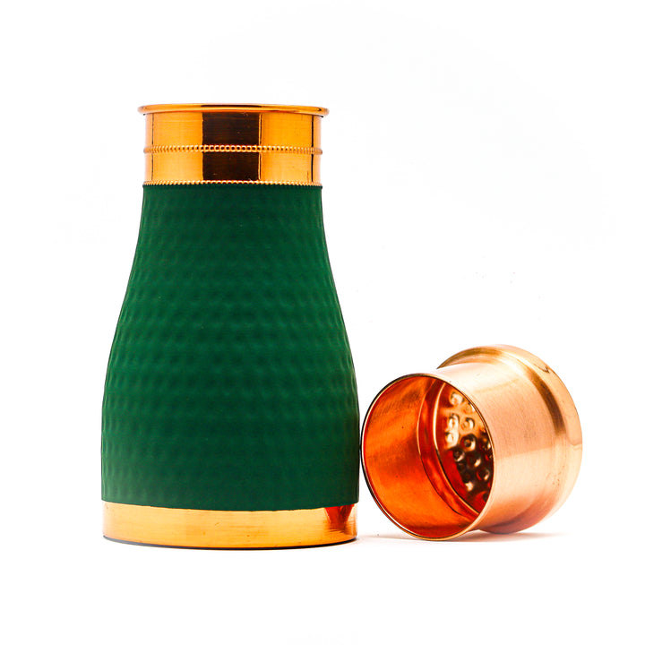 Metokraft Best Quality Copper Water Bottle in Green Velvet  